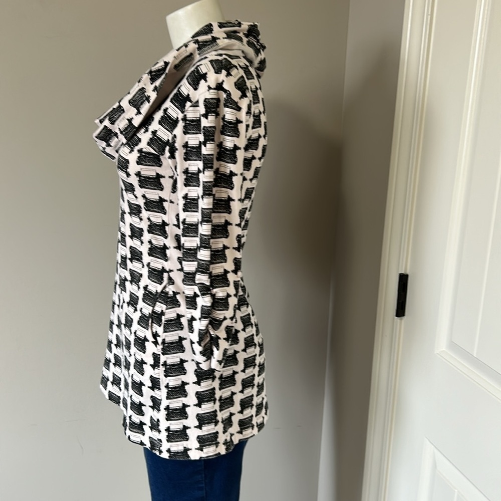 Effie's Heart ~ Typewriter Print Julliard Pullover Tunic Cowl Neck Cream Black S - Picture 4 of 10